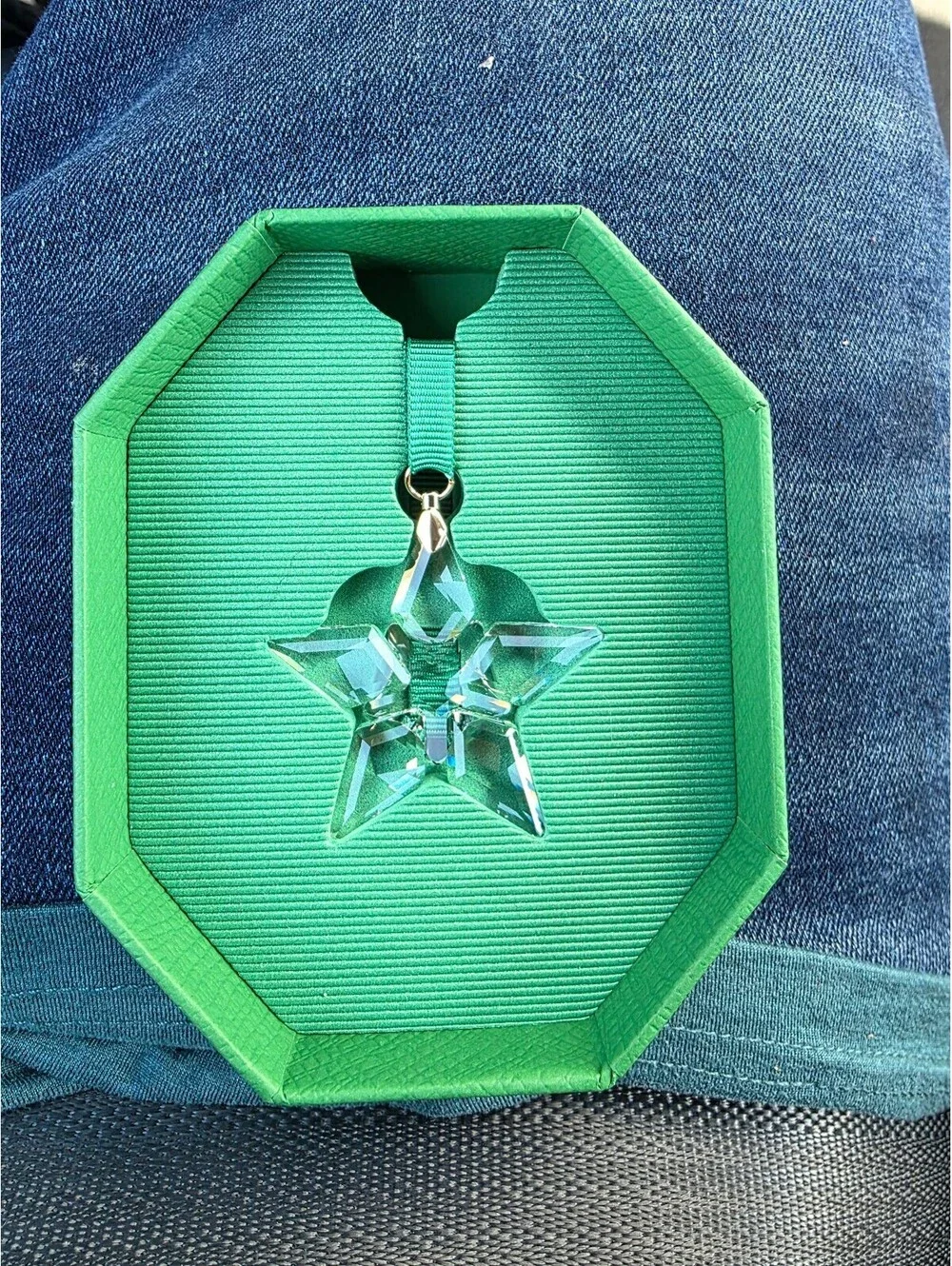 Swarovski Crystal Star Pendant in Green Gift Box